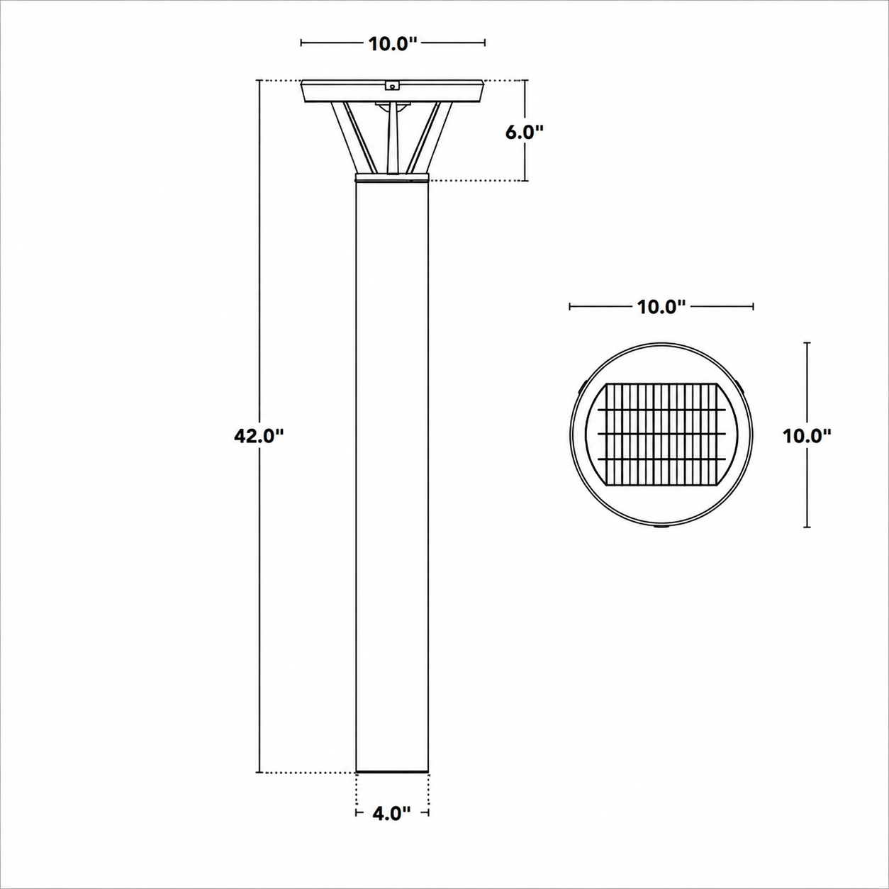 BOLLARD SOLAIRE  - 500LM - 4000K