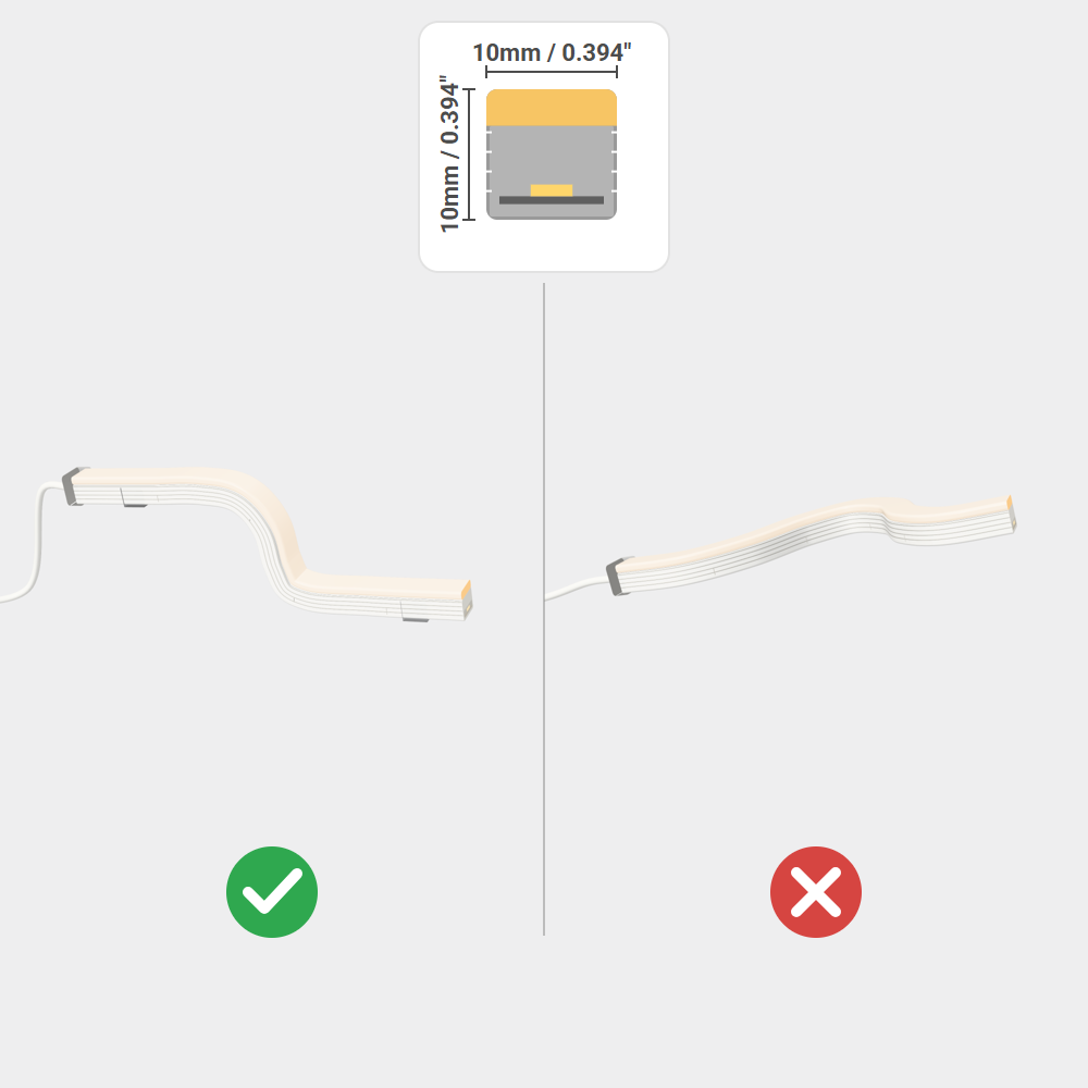 FLEX NEON 10X10MM ANTI-GLARE – TOP BEND – 9.6W/M