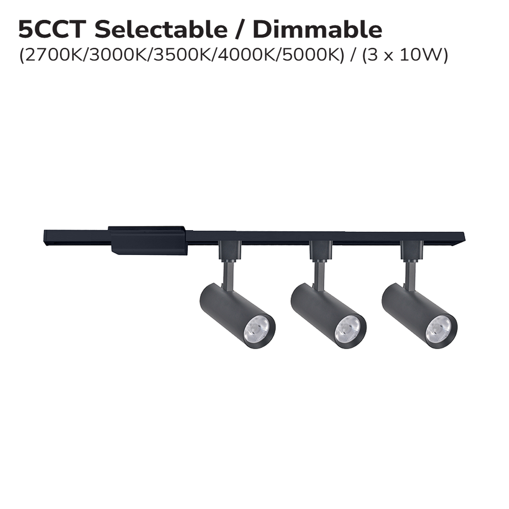 KIT DE RAIL LED 4' 3 TÊTES 30W 5CCT GRADABLE