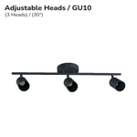 RAIL EN SURFACE GU10 À TÊTES ORIENTABLES