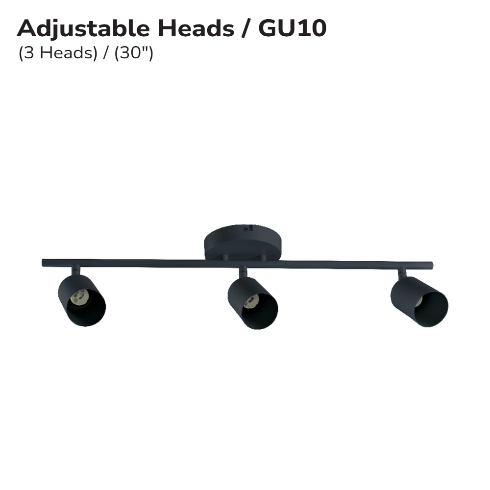 RAIL EN SURFACE GU10 À TÊTES ORIENTABLES