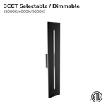 LED SLOT LINEAR WALL SCONCE 20 IN 12W 3CCT