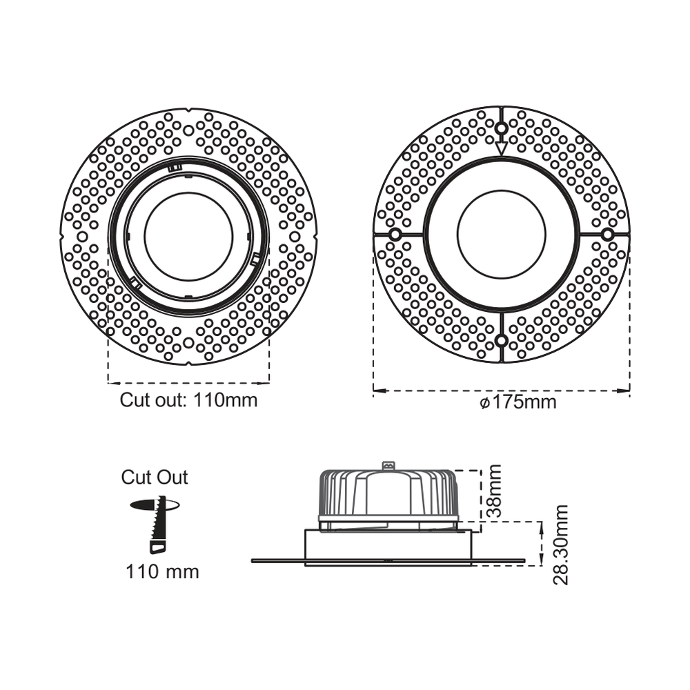 ENCASTRÉ LED DLT 4" ROND SANS BORDURE 12W