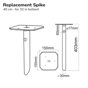 PIQUET DE RECHANGE 40 CM POUR BOLLARD PAYSAGER 32 PO