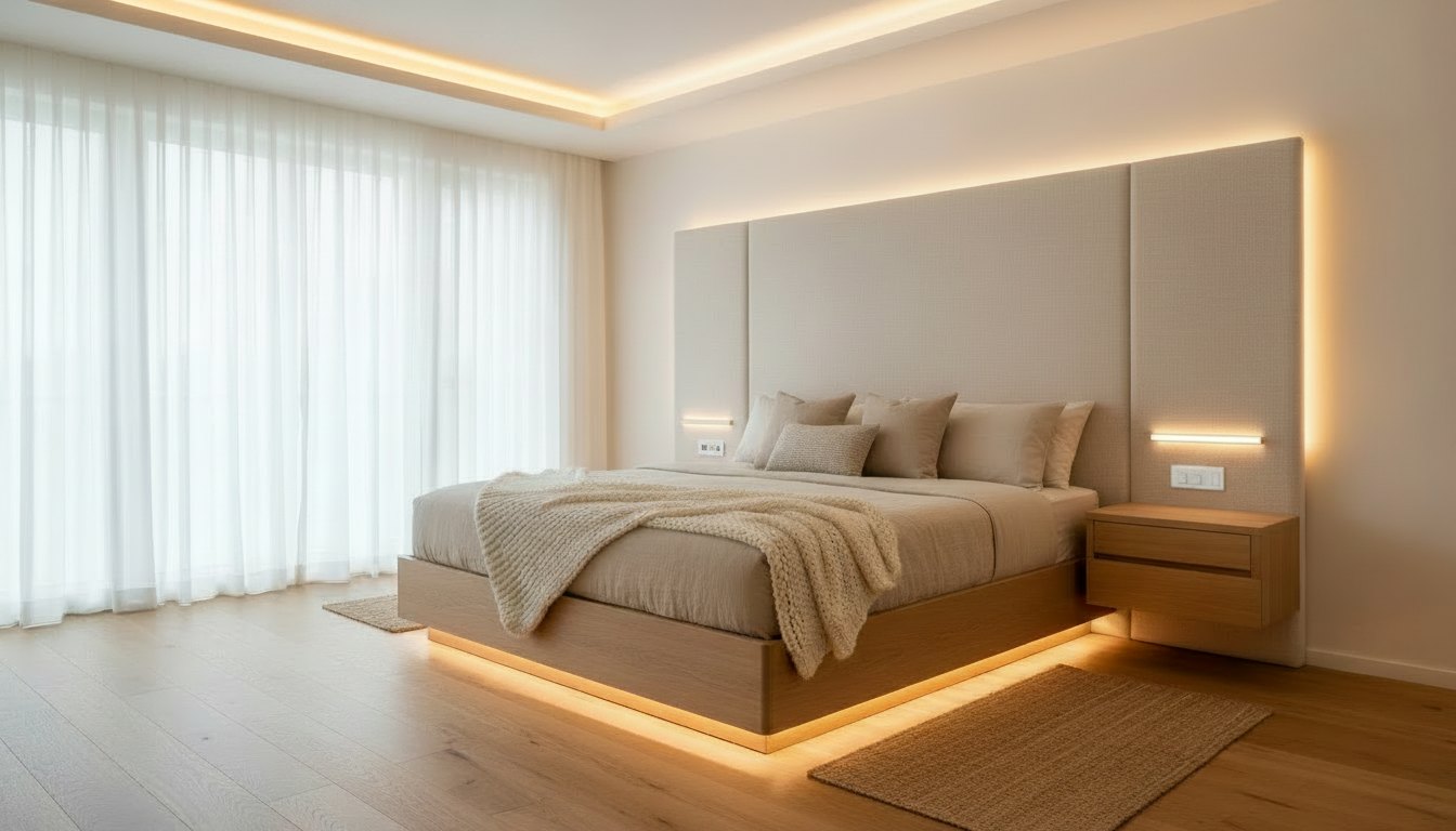 Chambre — Lit flottant — éclairage LED 3000K
