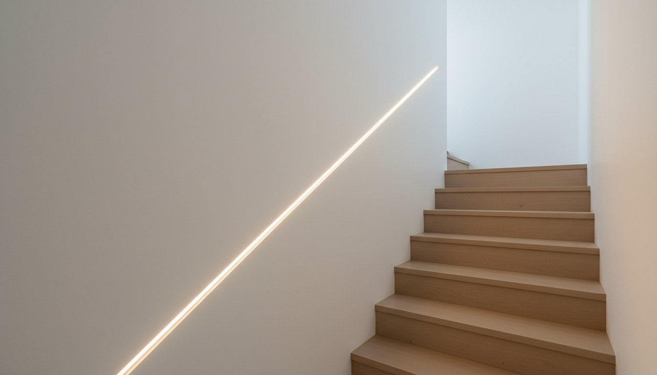 Escalier intérieur — Ligne diagonale — éclairage LED 3000K