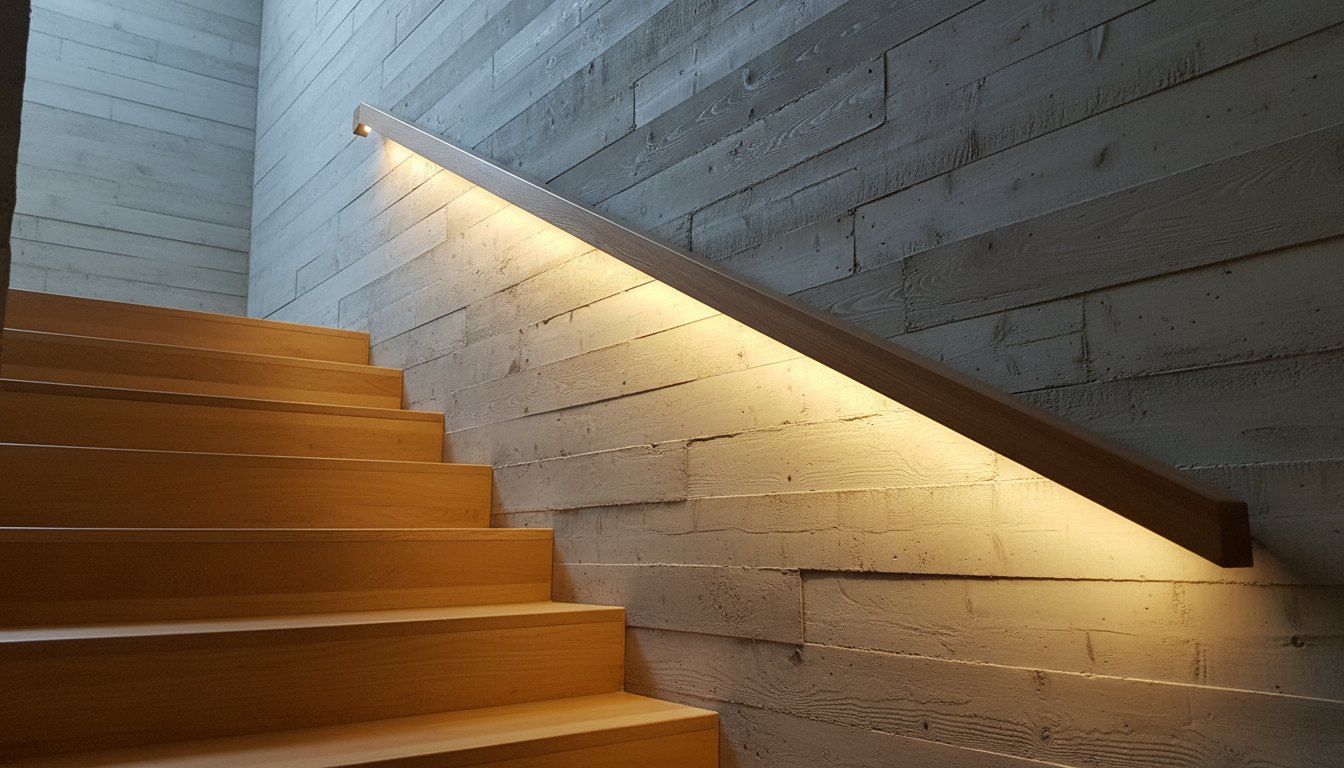 Escalier intérieur — Main courante DEL — éclairage LED 3000K
