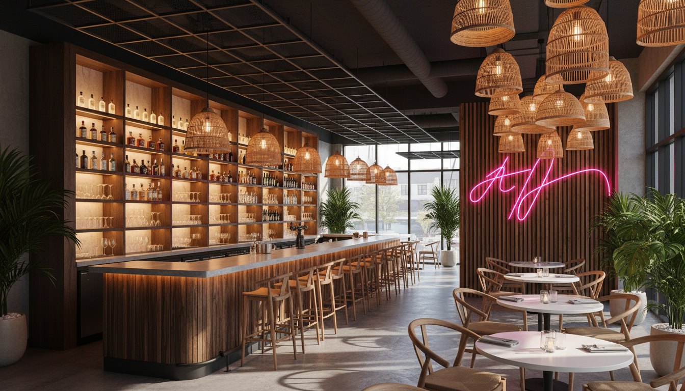 Restaurant — Bar & néon — éclairage LED 3000K